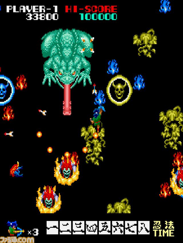 【アケアカ2】『妖魔忍法帖』が8月20日より配信。手裏剣や煙幕弾など8種類の忍法を駆使して姫を救い出す忍者シューティング