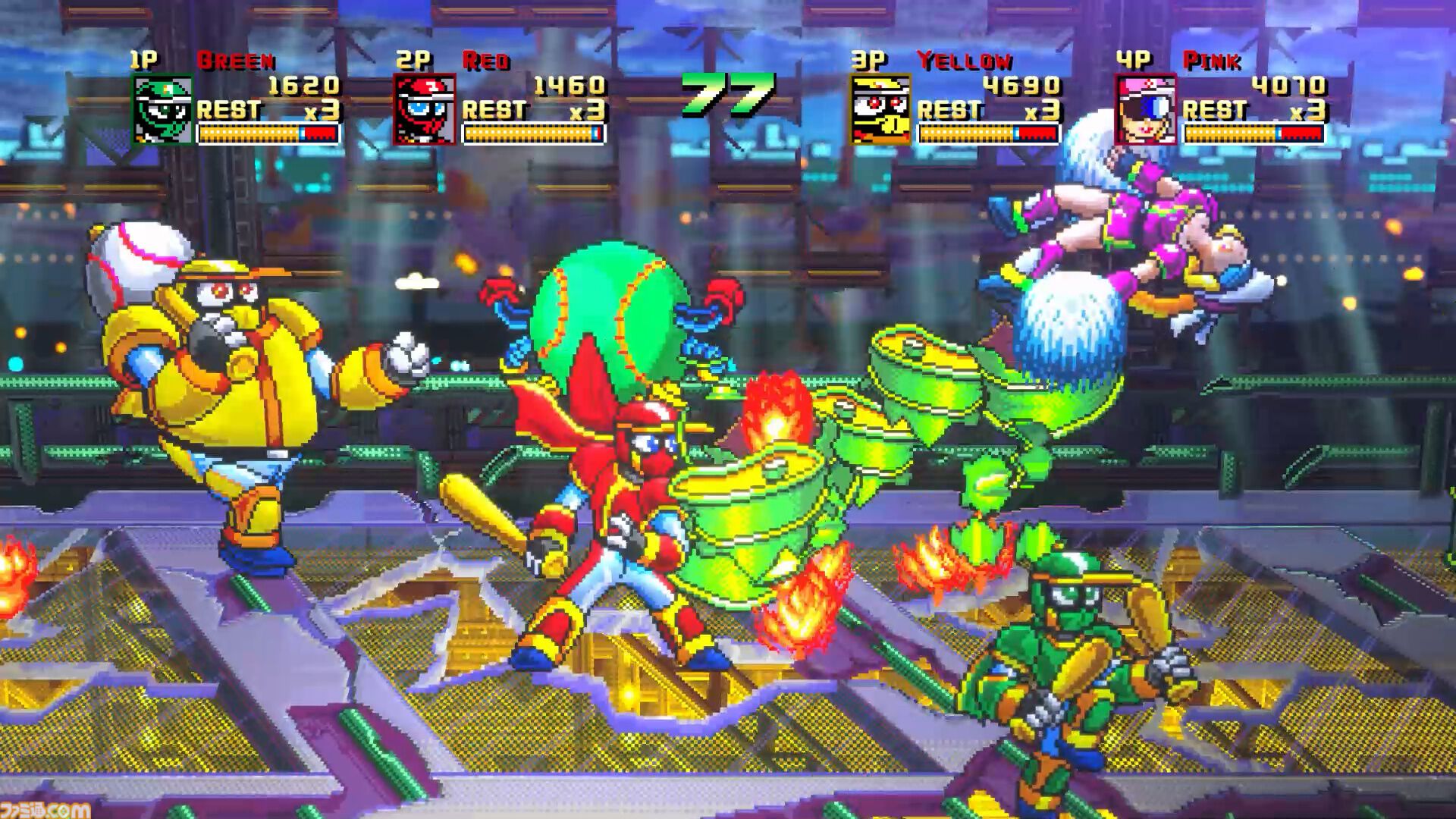 『野球格闘リーグマン Bases Loaded』野球×格闘の異色ベルトスクロールアクションがHDリメイク。新プレイアブルキャラを実装して2026年12月10日発売