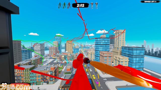 『MECCHA TAG』空中に道を描いて逃げ切るパルクール鬼ごっこ。鬼はグローブやショットガンで逃げ道を壊して追いかける。Steamで9月26日発売