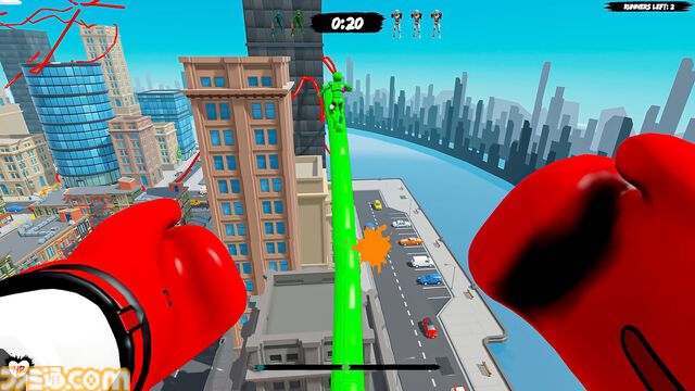 『MECCHA TAG』空中に道を描いて逃げ切るパルクール鬼ごっこ。鬼はグローブやショットガンで逃げ道を壊して追いかける。Steamで9月26日発売