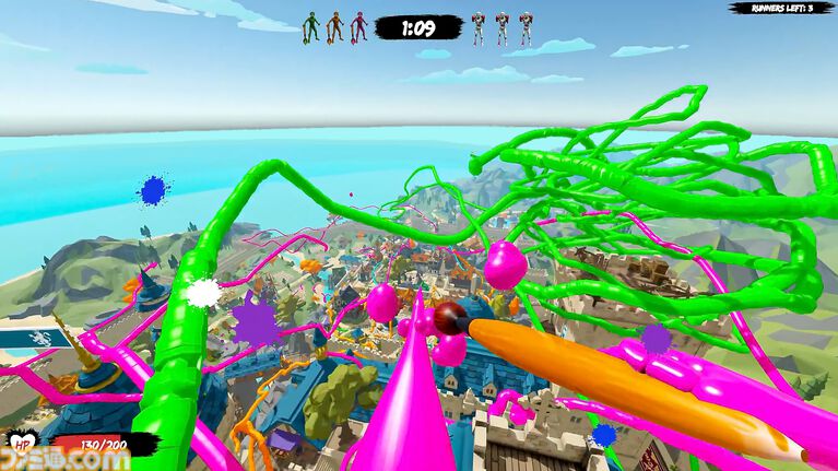 『MECCHA TAG』空中に道を描いて逃げ切るパルクール鬼ごっこ。鬼はグローブやショットガンで逃げ道を壊して追いかける。Steamで9月26日発売