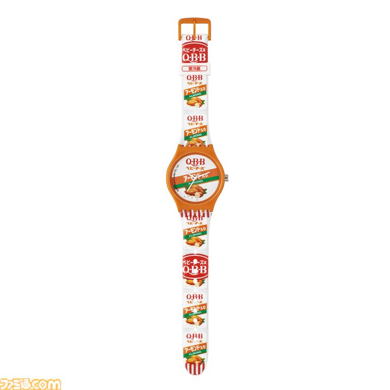 『QBBベビーチーズ』の長〜いパッケージが腕時計に。プレーンやアーモンド入りなど全6種、カプセルトイシリーズ“CAPWATCH”第1弾が8月28日発売