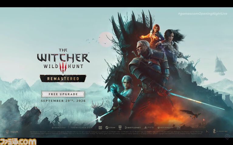 『ウィッチャー3』なんと無料でリマスター版にアップグレード決定。フォトモードや新フィニッシャー実装、スキルツリーも刷新へ。9月29日より実施【gamescom 2026】
