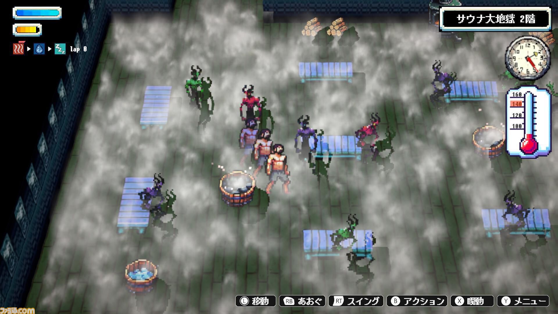 タオルを振り回しロウリュウ＆アウフグースの熱風で魔界のゾンビや悪魔を撃退。2DサウナアクションRPG『Sauna of the DEAD』アーリーアクセスがSteamで開始