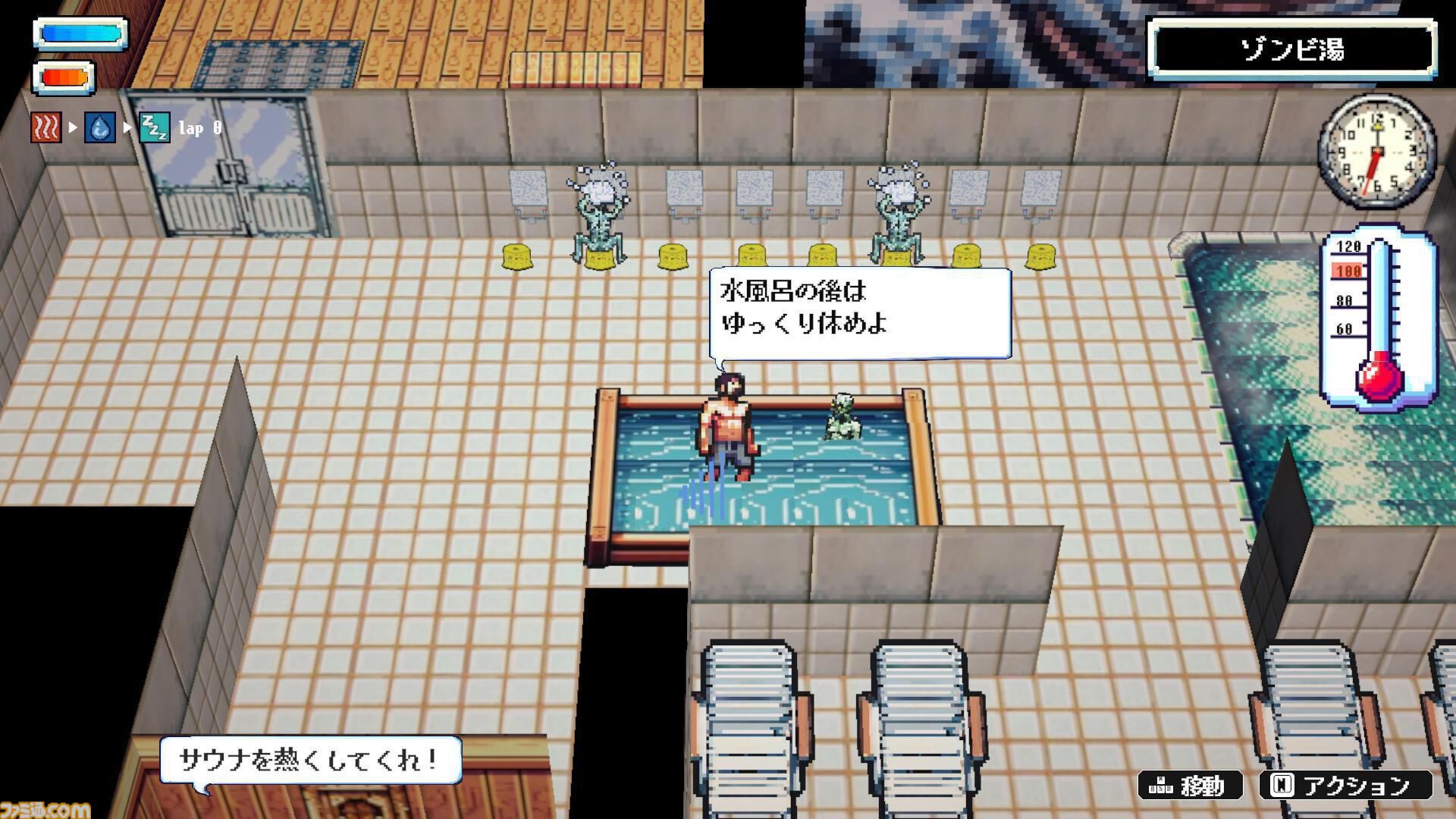タオルを振り回しロウリュウ＆アウフグースの熱風で魔界のゾンビや悪魔を撃退。2DサウナアクションRPG『Sauna of the DEAD』アーリーアクセスがSteamで開始