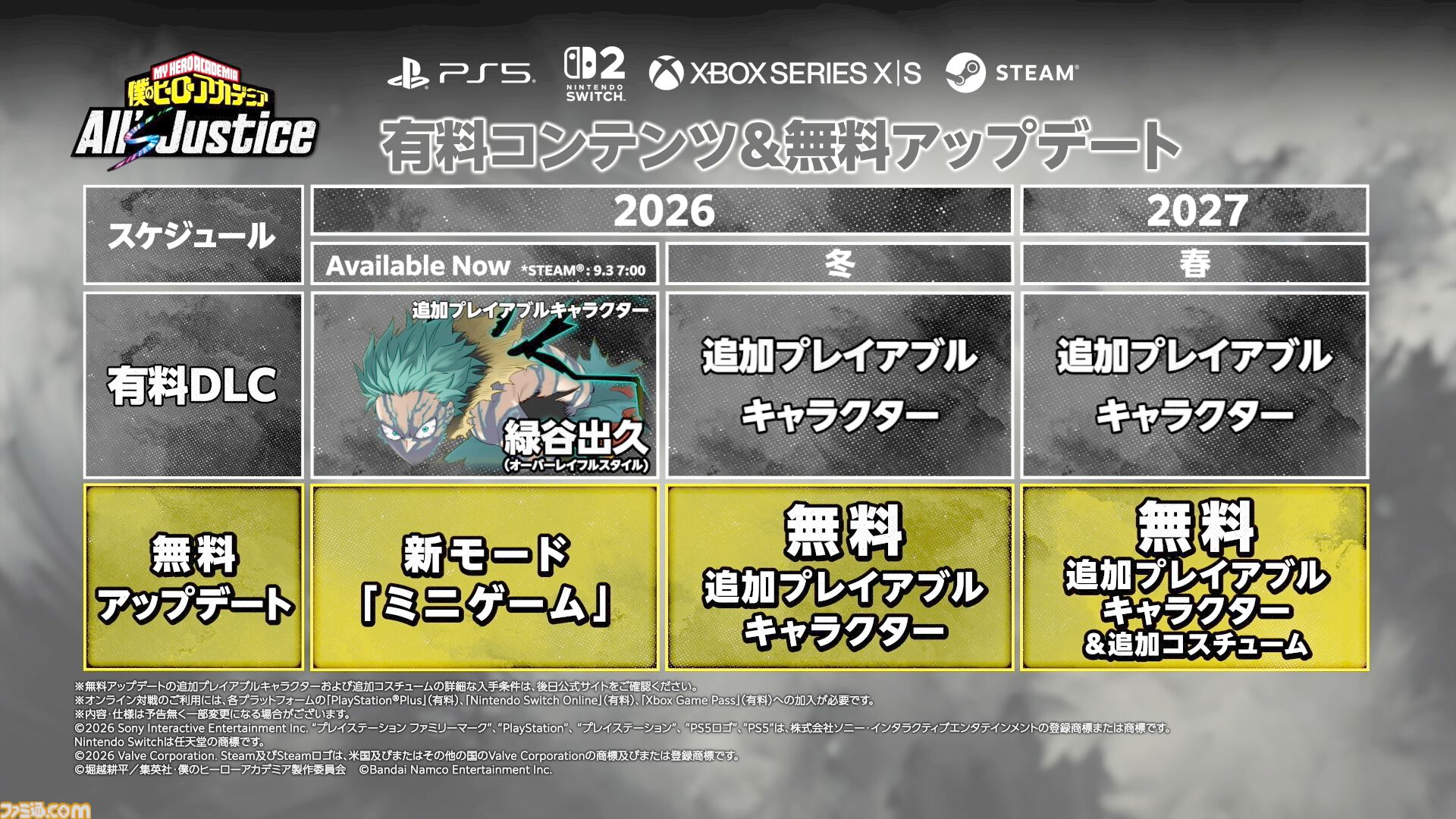 ヒロアカ All's Justice』Switch2版が本日（9/3）発売。DLC第3弾“デク