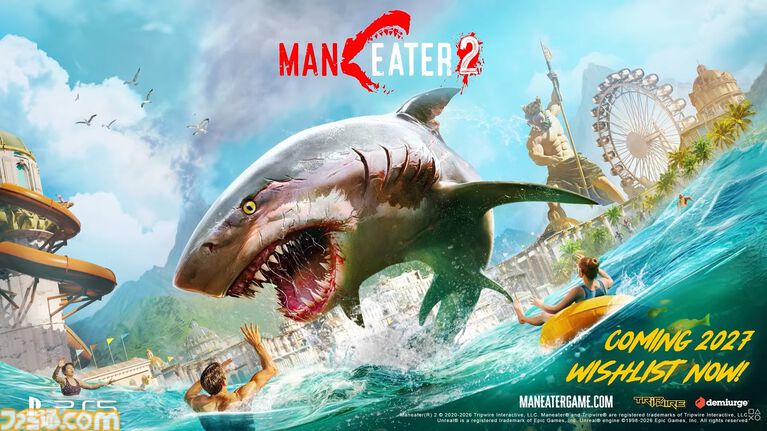 人食いサメが帰ってきた！『マンイーター2』発表。2027年発売。人間の捕食シーンはもちろん、シャチや巨大カメ、巨大カニとの死闘シーンも