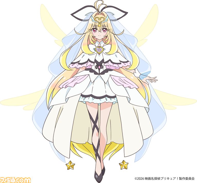 『映画名探偵プリキュア︕不思議な庭と2⼈の秘密』映画限定フューチャーフォームが解禁。⻩⾦の⽻根と星のモチーフが⽬を引くデザインに