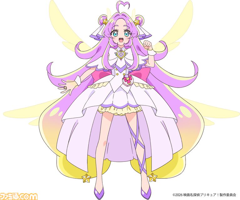 『映画名探偵プリキュア︕不思議な庭と2⼈の秘密』映画限定フューチャーフォームが解禁。⻩⾦の⽻根と星のモチーフが⽬を引くデザインに