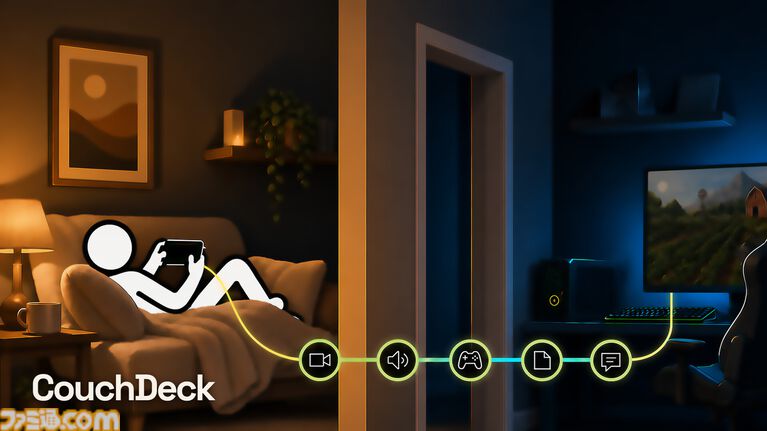 PCをスマホで遠隔操作できるツール『CouchDeck』がSteamで9月23日に配信。専用アプリは不要。文字入力、バーチャルゲームパッド、ファイル転送など機能も充実