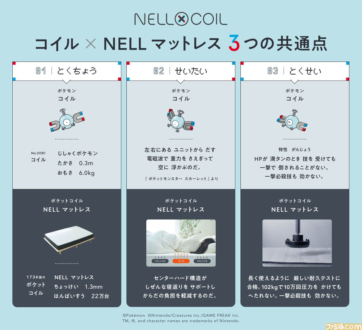 『ポケモン』のコイルが寝具グッズになる。マットレスの「ポケットコイル」つながり