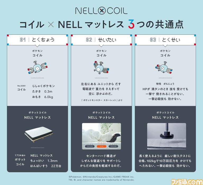 『ポケモン』のコイルが寝具グッズになる。マットレスの「ポケットコイル」つながり