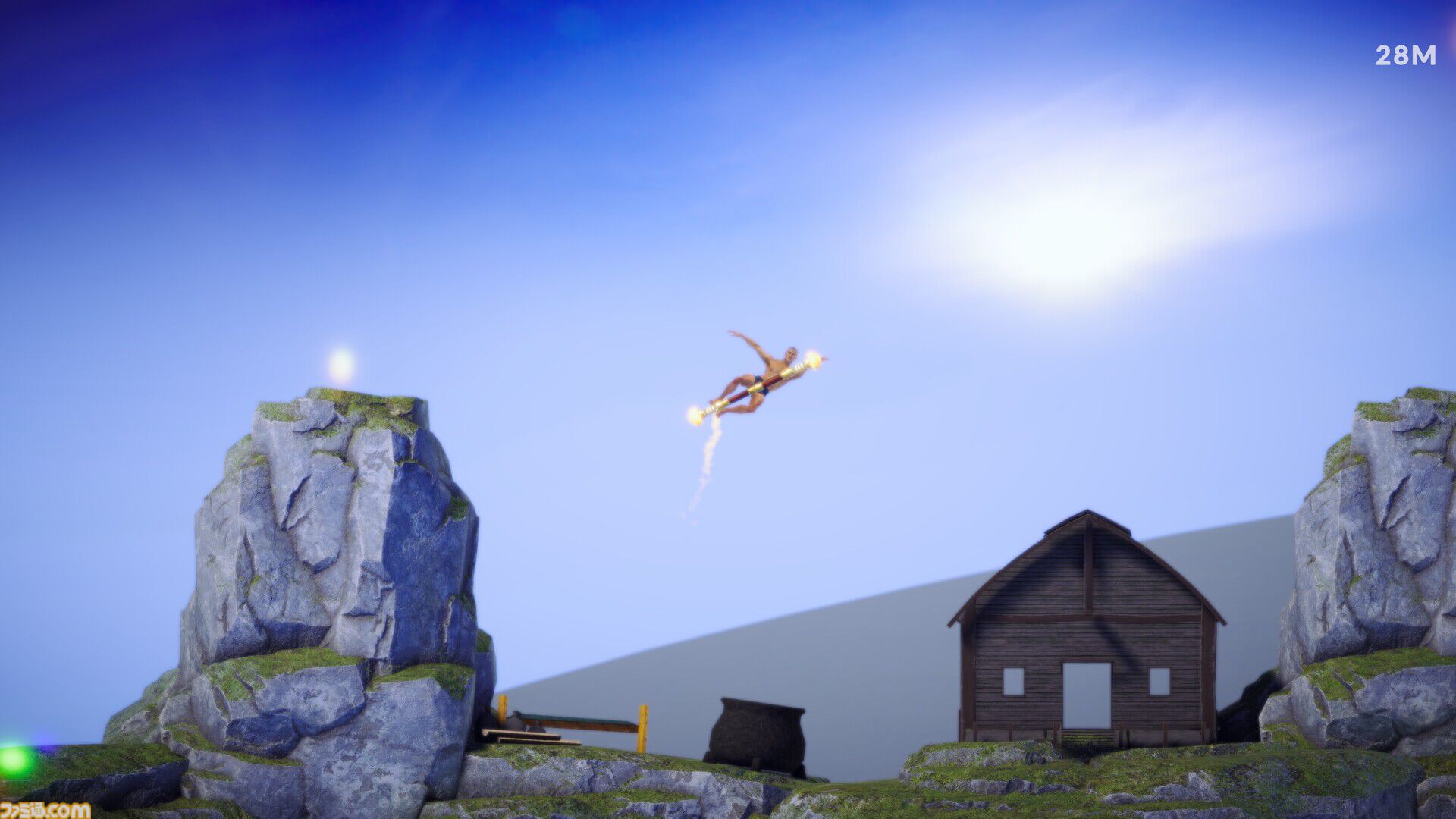 【如意おじ】跳ねて頂上を目指す壺おじ風アクション『Bouncing Over It』Steamストアページが公開。おじさんが孫悟空の“如意棒”を使って跳びまくる