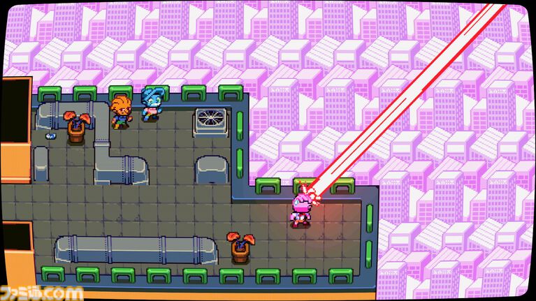 『Laser Guy』目から飛び出るビームで同僚を焼かないように避ける“アンチ”シューター。オフィスをブッ壊してでも同僚の安全は守るべし