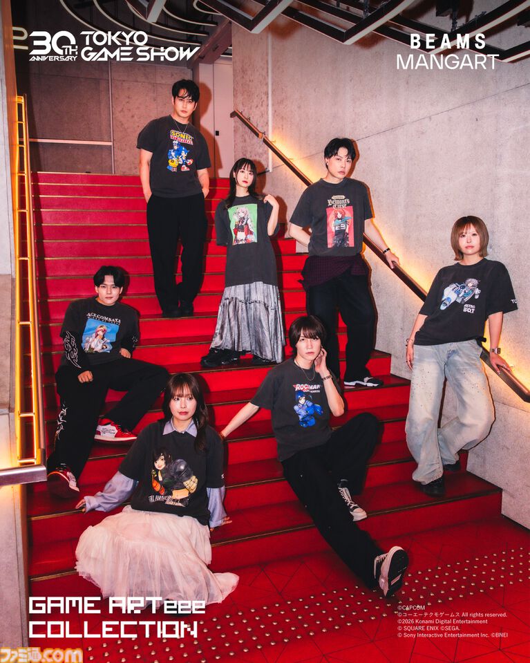 TGS30周年xビームス50周年のコラボTシャツが期間限定で発売。『FF7』ユフィや『ロックマン』『ソニック』などをざしきわらし氏が描き下ろし【TGS2026】