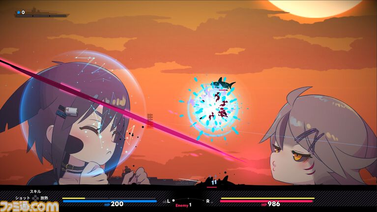 『大海獣少女防衛戦』巨大少女同士による海上バトル。大海獣少女のヘアピンに艦砲を装備して戦う射撃ディフェンスがSteamに登場