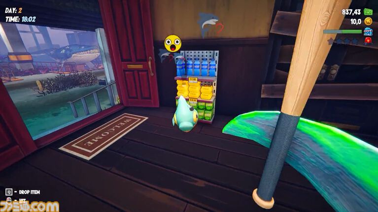 『シャーク・マート』客を狩って食材にする最大4人協力の店舗運営シミュレーション。魚警察からの尋問は現場を掃除し、嘘をついて切り抜けよう