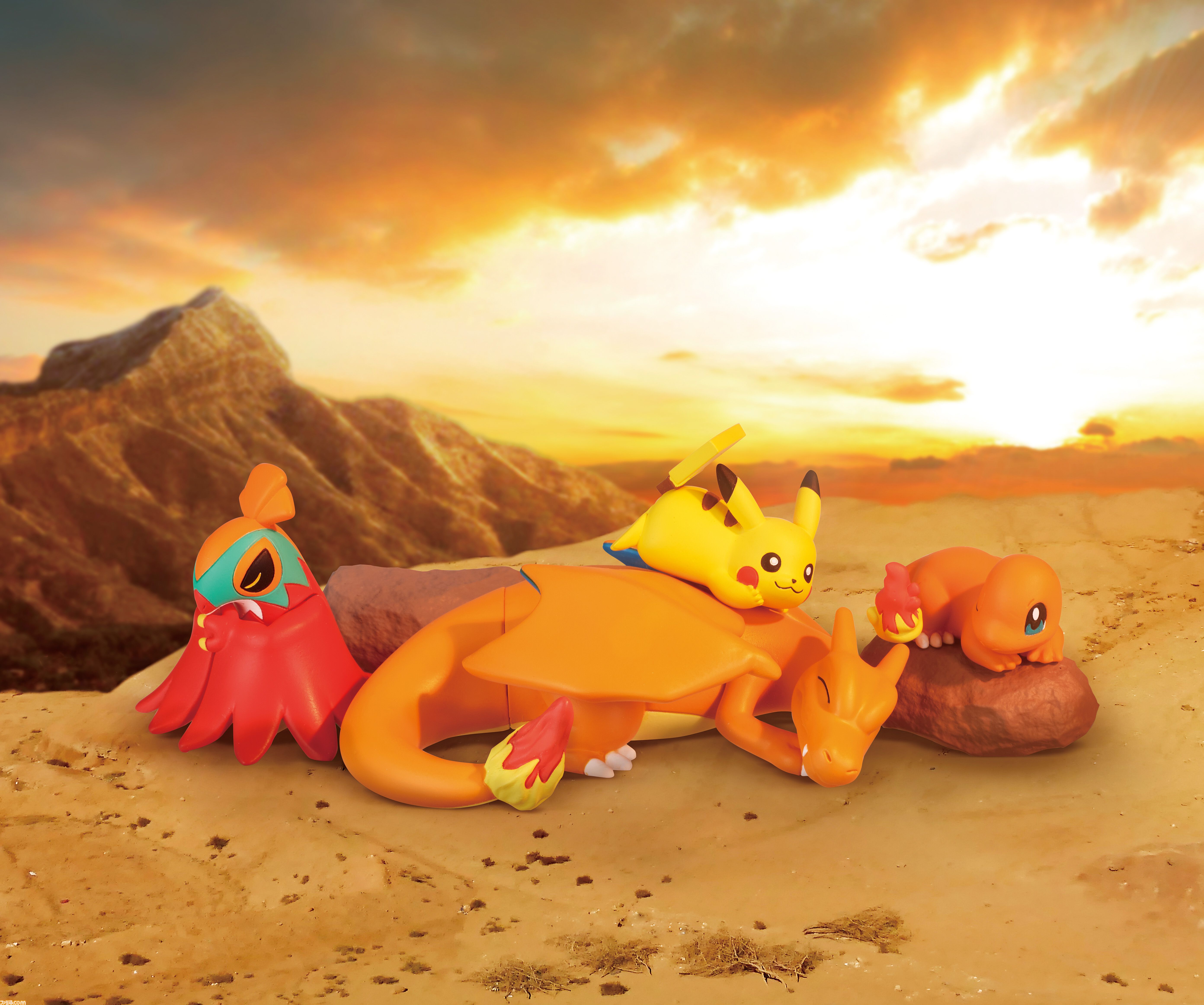 『ポケモン』リラックスするリザードンたちのフィギュアガチャが10月下旬発売。ヒトカゲやピカチュウはリザードンに乗せて飾れる