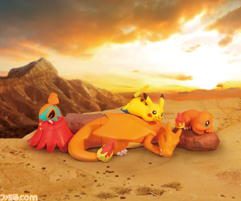 『ポケモン』リラックスするリザードンたちのフィギュアガチャが10月下旬発売。ヒトカゲやピカチュウはリザードンに乗せて飾れる