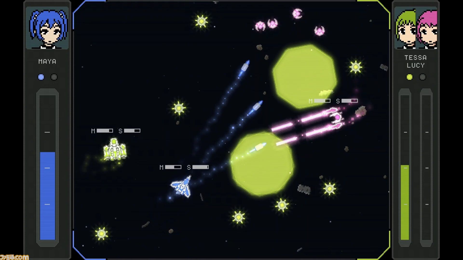 『Solar Arena』ドット絵風デザインが目を引く2Dトップビュー対戦シューティング。Steam体験版が配信開始。機体ごとに異なる武装を駆使して勝利を目指せ