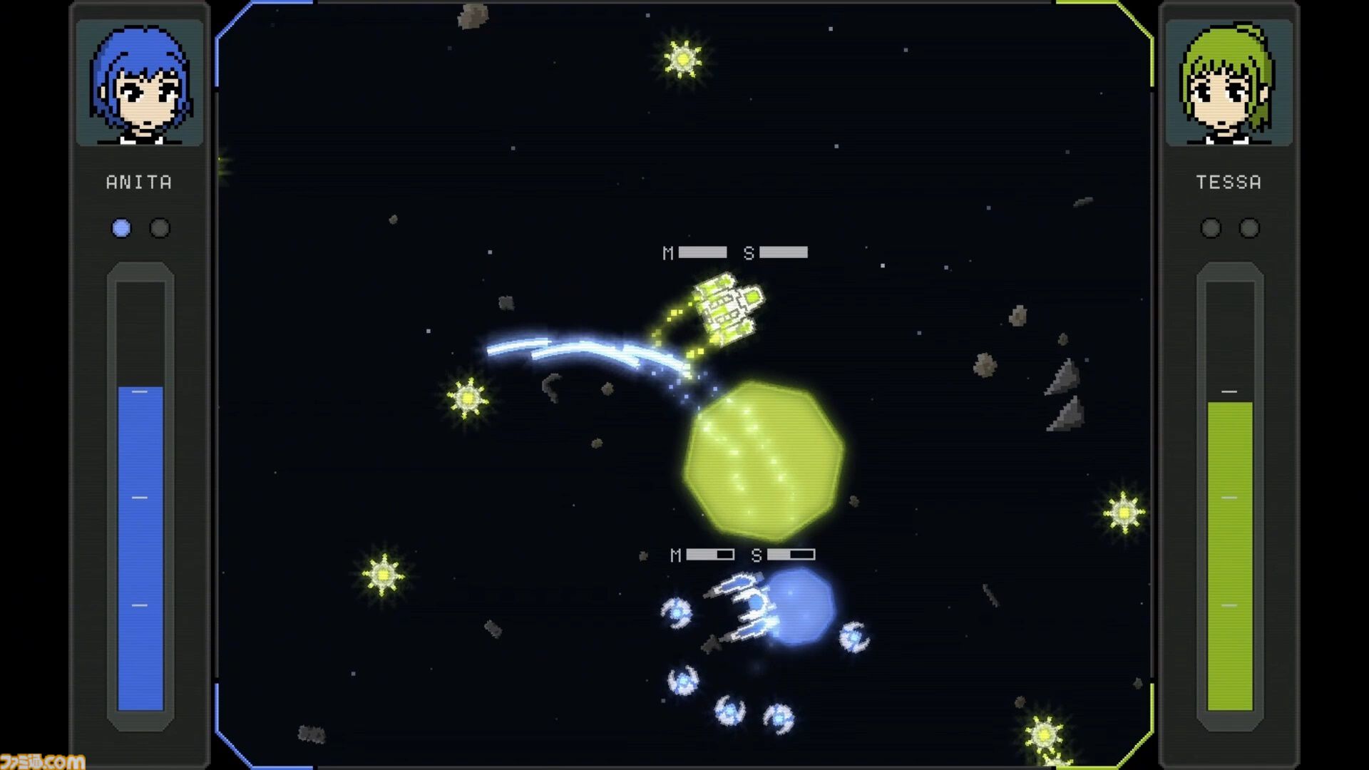 『Solar Arena』ドット絵風デザインが目を引く2Dトップビュー対戦シューティング。Steam体験版が配信開始。機体ごとに異なる武装を駆使して勝利を目指せ