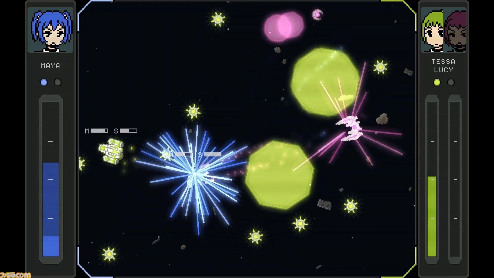 『Solar Arena』ドット絵風デザインが目を引く2Dトップビュー対戦シューティング。Steam体験版が配信開始。機体ごとに異なる武装を駆使して勝利を目指せ