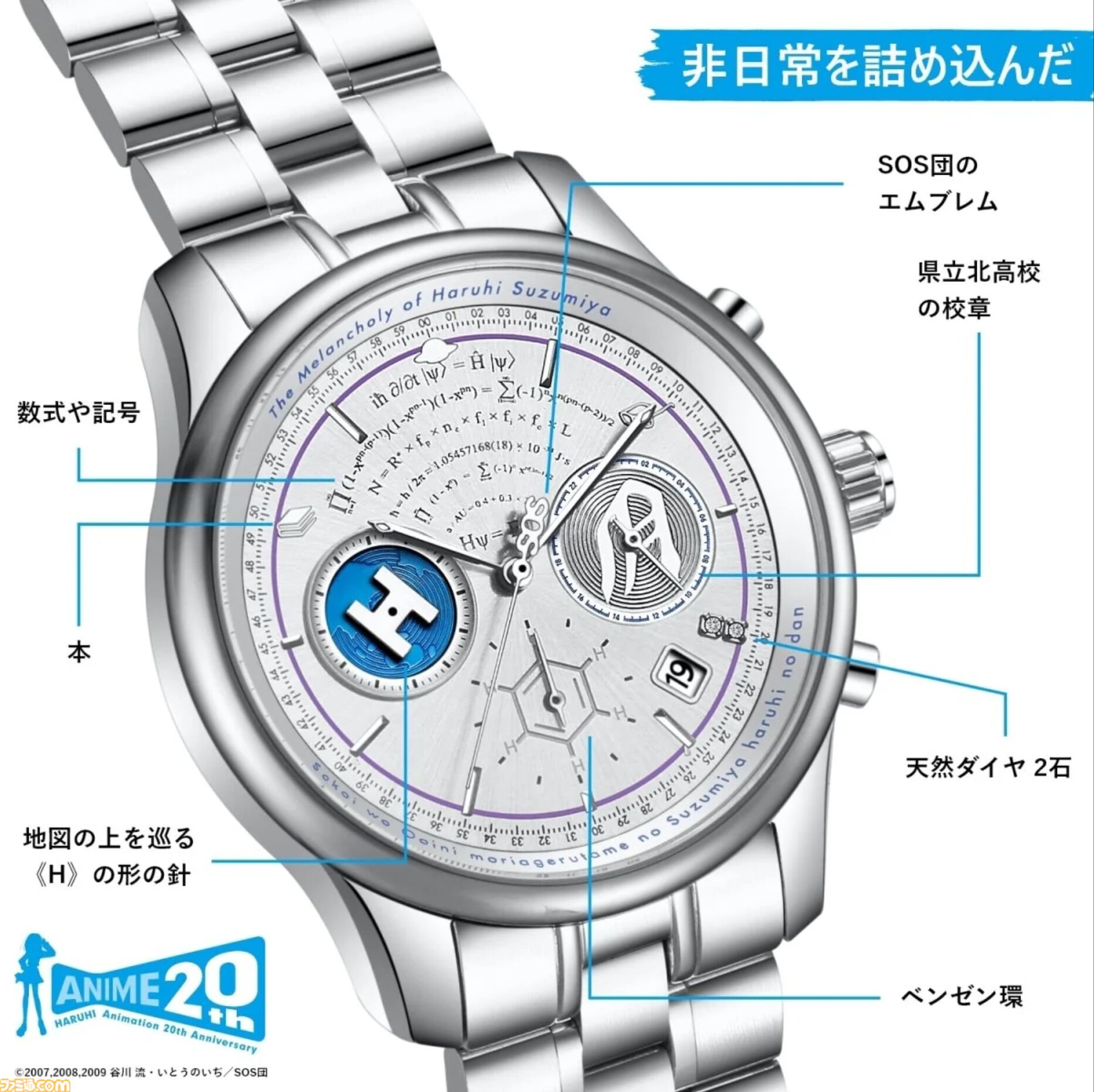 『涼宮ハルヒの憂鬱』“エンドレスエイト”仕様の腕時計が予約受付を開始。文字盤に表示される日付が17日から31日をくり返す【各モデル限定2006個】
