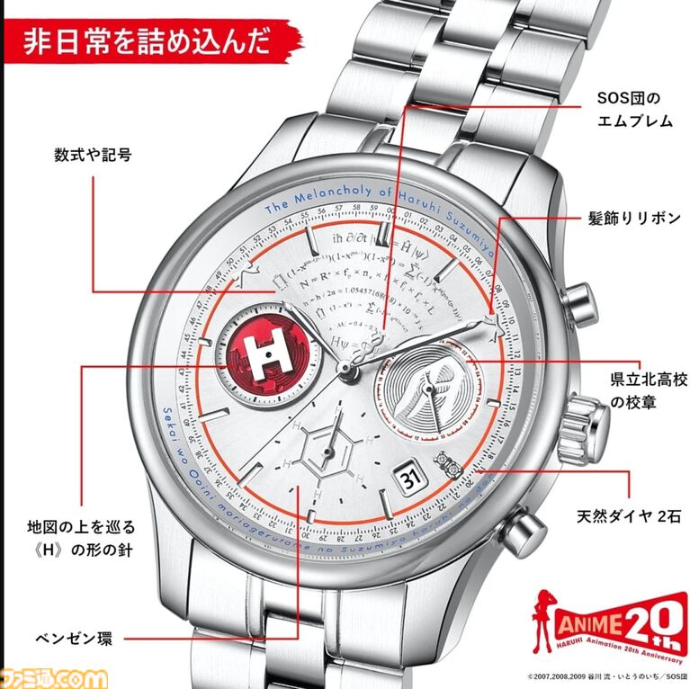 『涼宮ハルヒの憂鬱』“エンドレスエイト”仕様の腕時計が予約受付を開始。文字盤に表示される日付が17日から31日をくり返す【各モデル限定2006個】