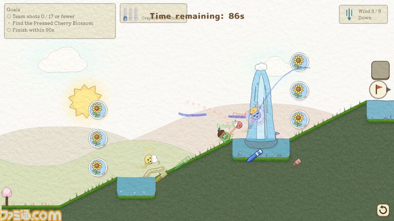 最大12人プレイ対応の2Dゴルフゲーム『お絵描きゴルフ』Steam体験版公開。プレイ中にも足場や障害物を置けるドタバタカオスなパーティーゲーム