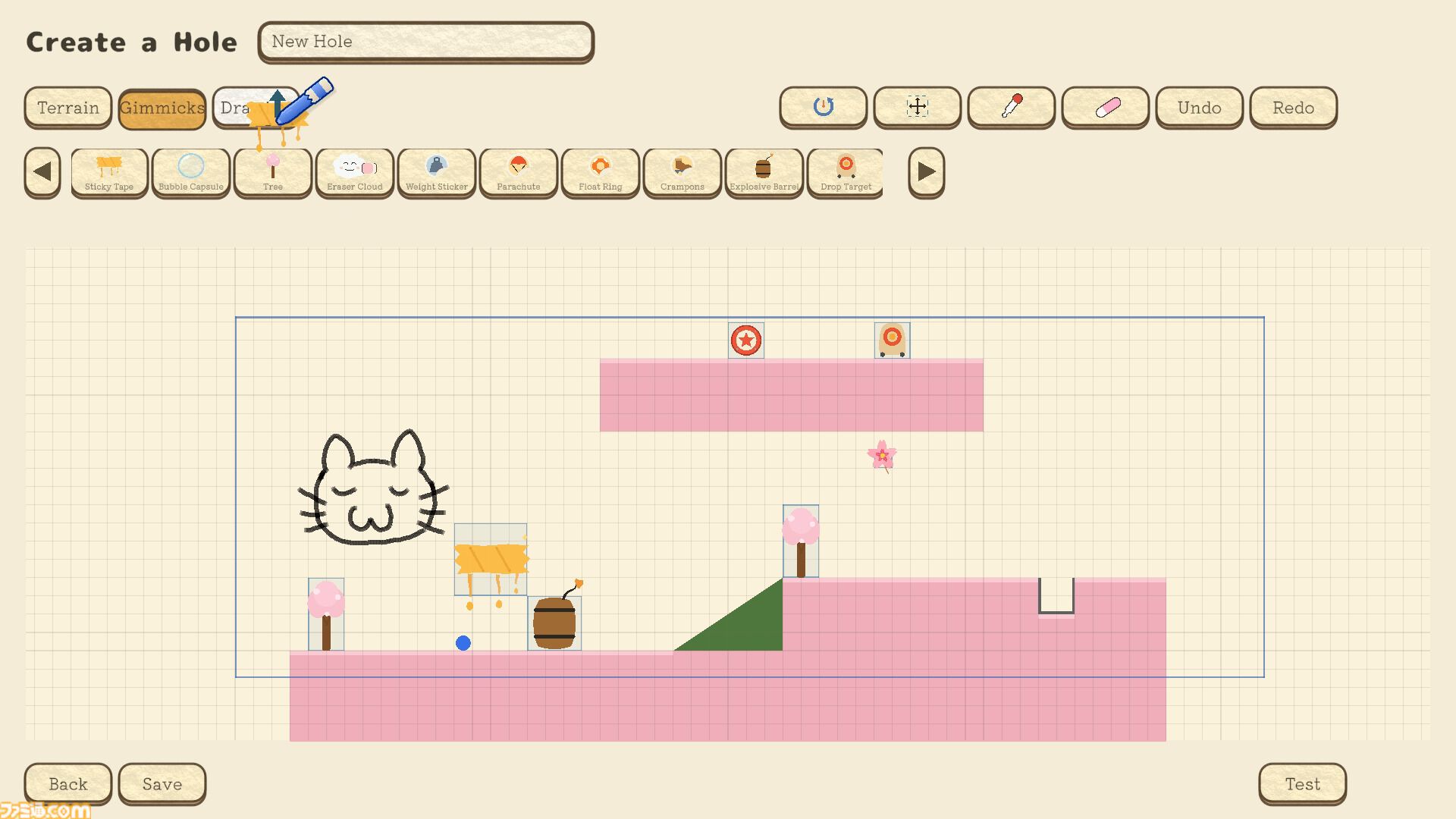 最大12人プレイ対応の2Dゴルフゲーム『お絵描きゴルフ』Steam体験版公開。プレイ中にも足場や障害物を置けるドタバタカオスなパーティーゲーム