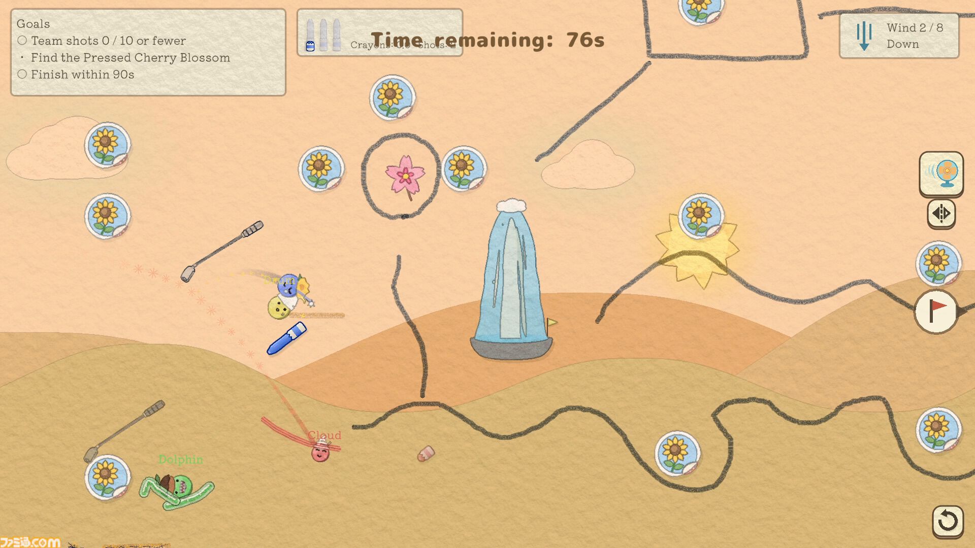 最大12人プレイ対応の2Dゴルフゲーム『お絵描きゴルフ』Steam体験版公開。プレイ中にも足場や障害物を置けるドタバタカオスなパーティーゲーム