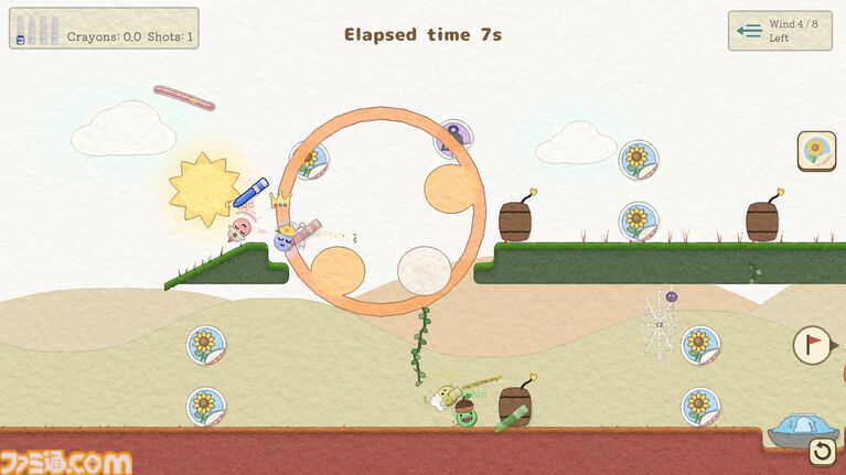 最大12人プレイ対応の2Dゴルフゲーム『お絵描きゴルフ』Steam体験版公開。プレイ中にも足場や障害物を置けるドタバタカオスなパーティーゲーム