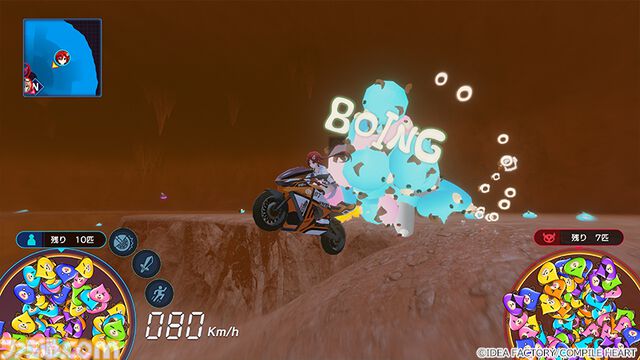『爆走次元ネプテューヌ VS巨神スライヌ』が本日（6/27）発売。うずめを操作してステージを爆走し、スライヌたちを集めていく爽快なバイクアクション