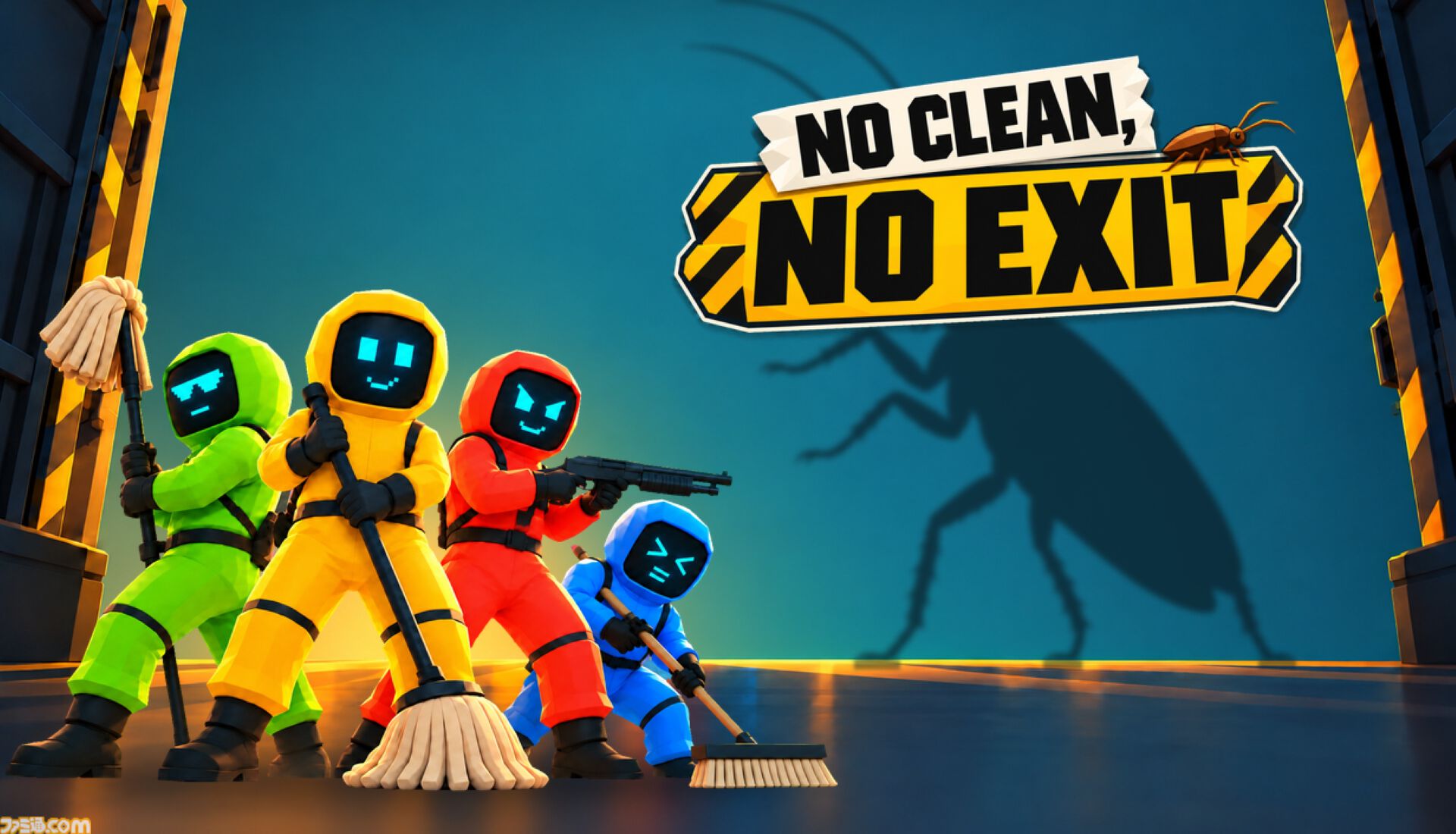 『NO CLEAN, NO EXIT』人食い虫が生息する廃屋を掃除する協力ホラーの体験版が配信。最大4人で掃除と虫の駆除を分担してノルマを達成せよ