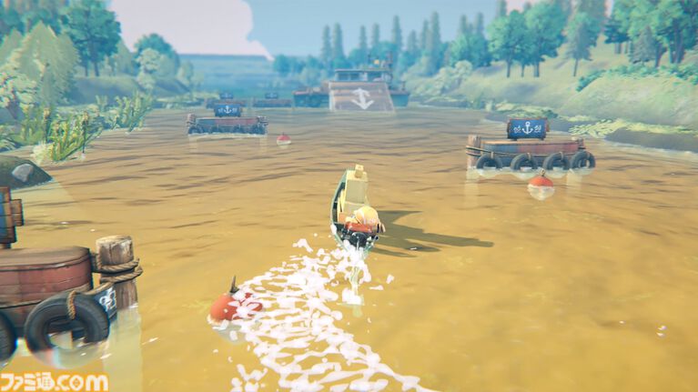 『Mangrove Express』熱帯サイバー世界を巡る配達アドベンチャーが体験版を配信。マウスで船外機を操り、自由なルートで荷物の届け先を目指す