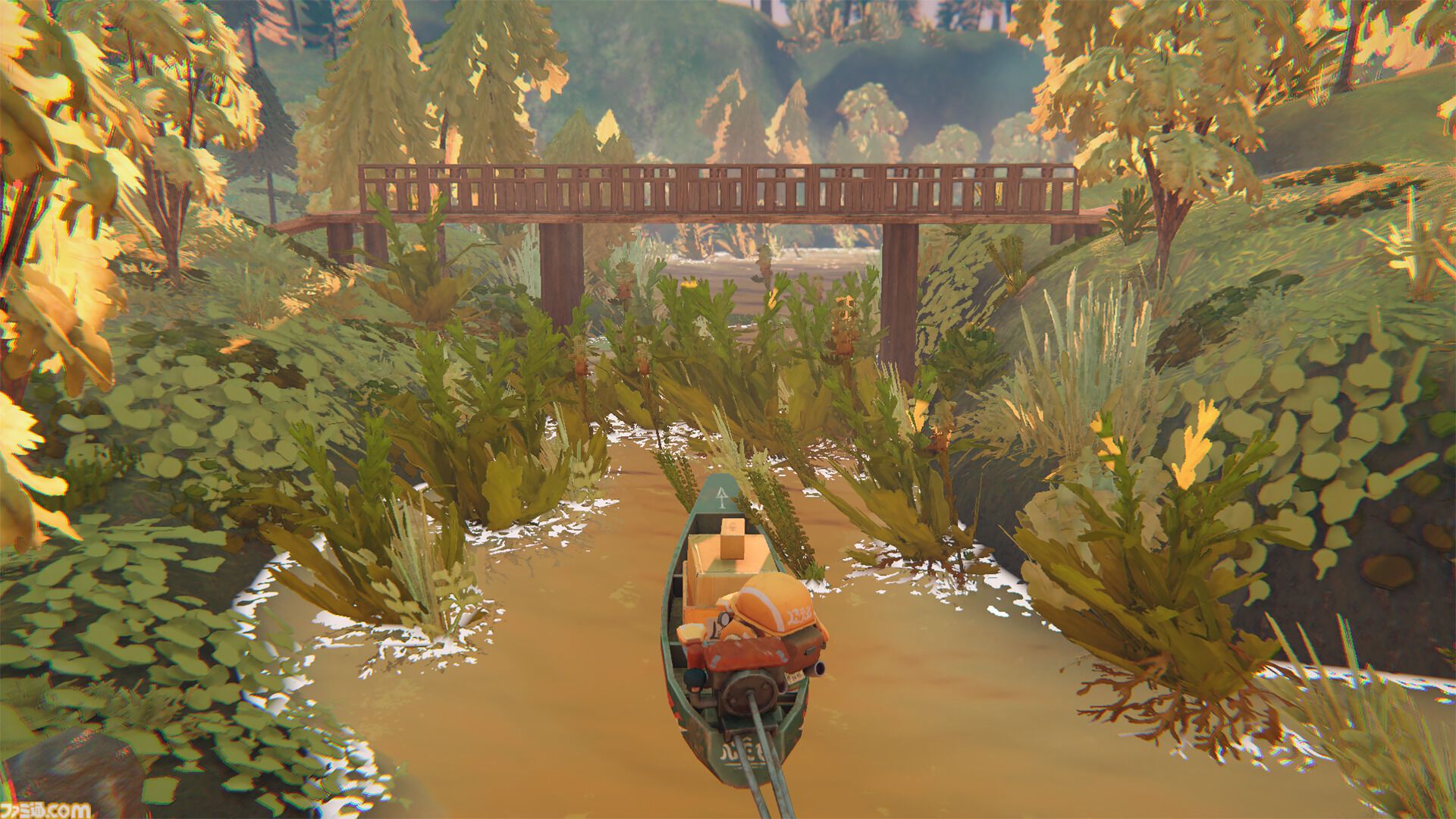 『Mangrove Express』熱帯サイバー世界を巡る配達アドベンチャーが体験版を配信。マウスで船外機を操り、自由なルートで荷物の届け先を目指す