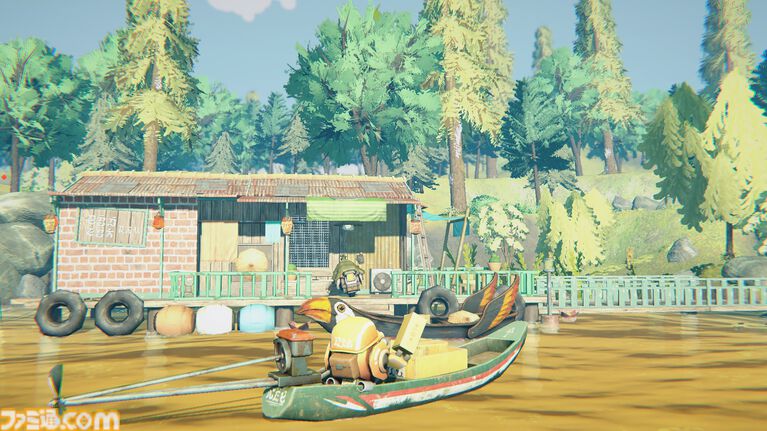 『Mangrove Express』熱帯サイバー世界を巡る配達アドベンチャーが体験版を配信。マウスで船外機を操り、自由なルートで荷物の届け先を目指す