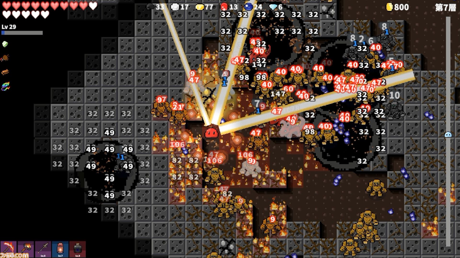 ブロック採掘×2Dサバイバーな『Slime Mine Survivor』の体験版がSteamで公開中。敵を処理しつつ壁を掘り進めて強化リソースを収集