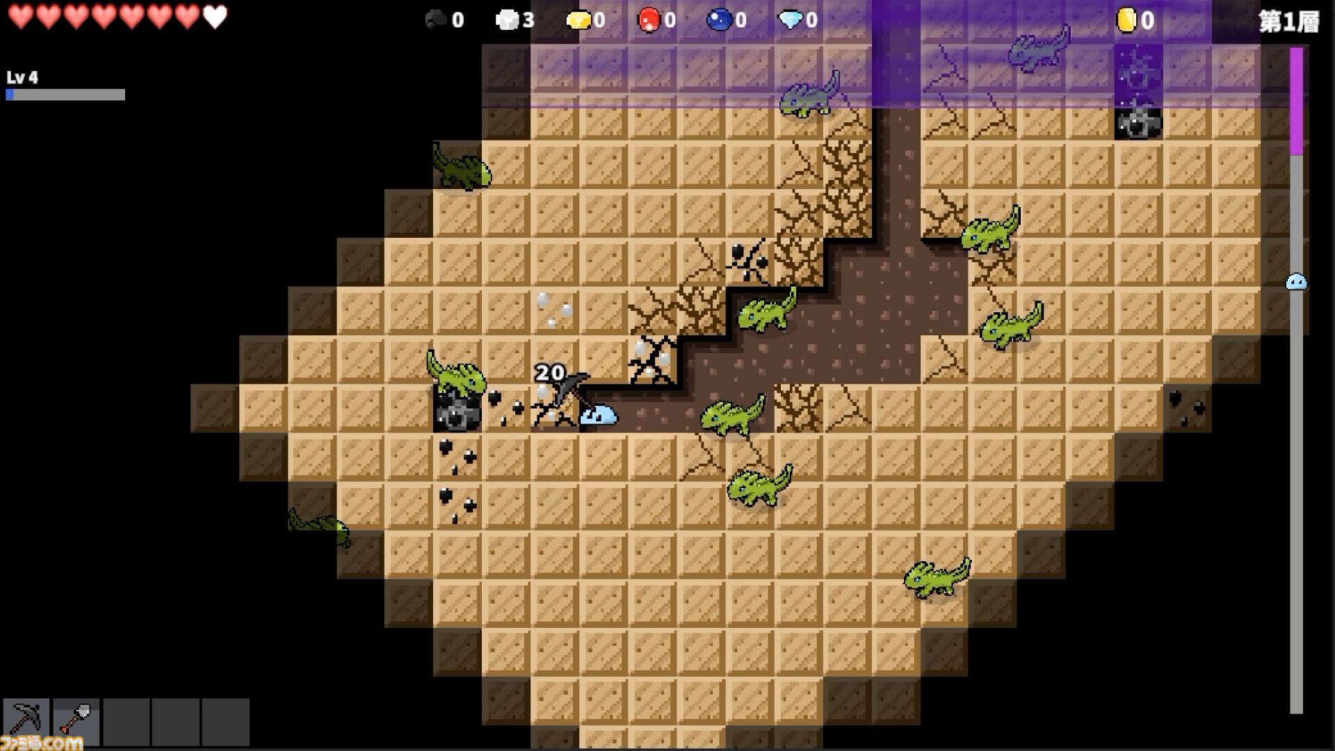 ブロック採掘×2Dサバイバーな『Slime Mine Survivor』の体験版がSteamで公開中。敵を処理しつつ壁を掘り進めて強化リソースを収集