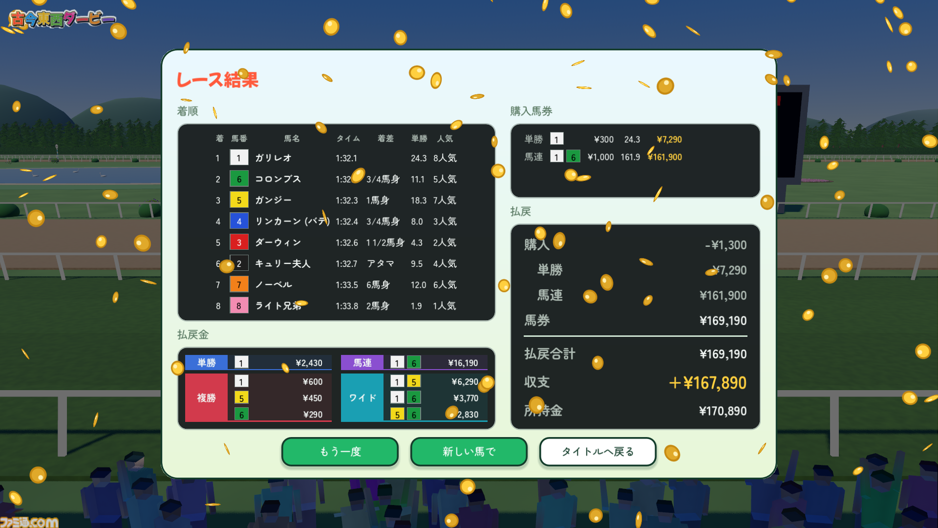 『古今東西ダービー』お題に沿って付けた名前で馬の強さが決まる！ 競馬パーティーゲームが10月30日配信決定。最大8人のオンライン対戦も可能