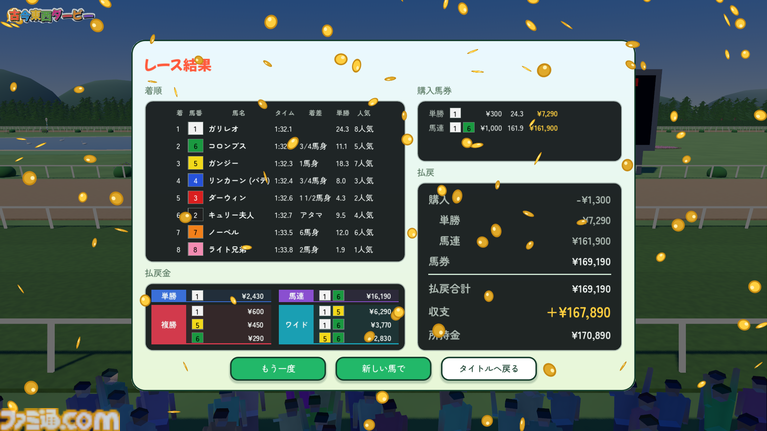 『古今東西ダービー』お題に沿って付けた名前で馬の強さが決まる！ 競馬パーティーゲームが10月30日配信決定。最大8人のオンライン対戦も可能