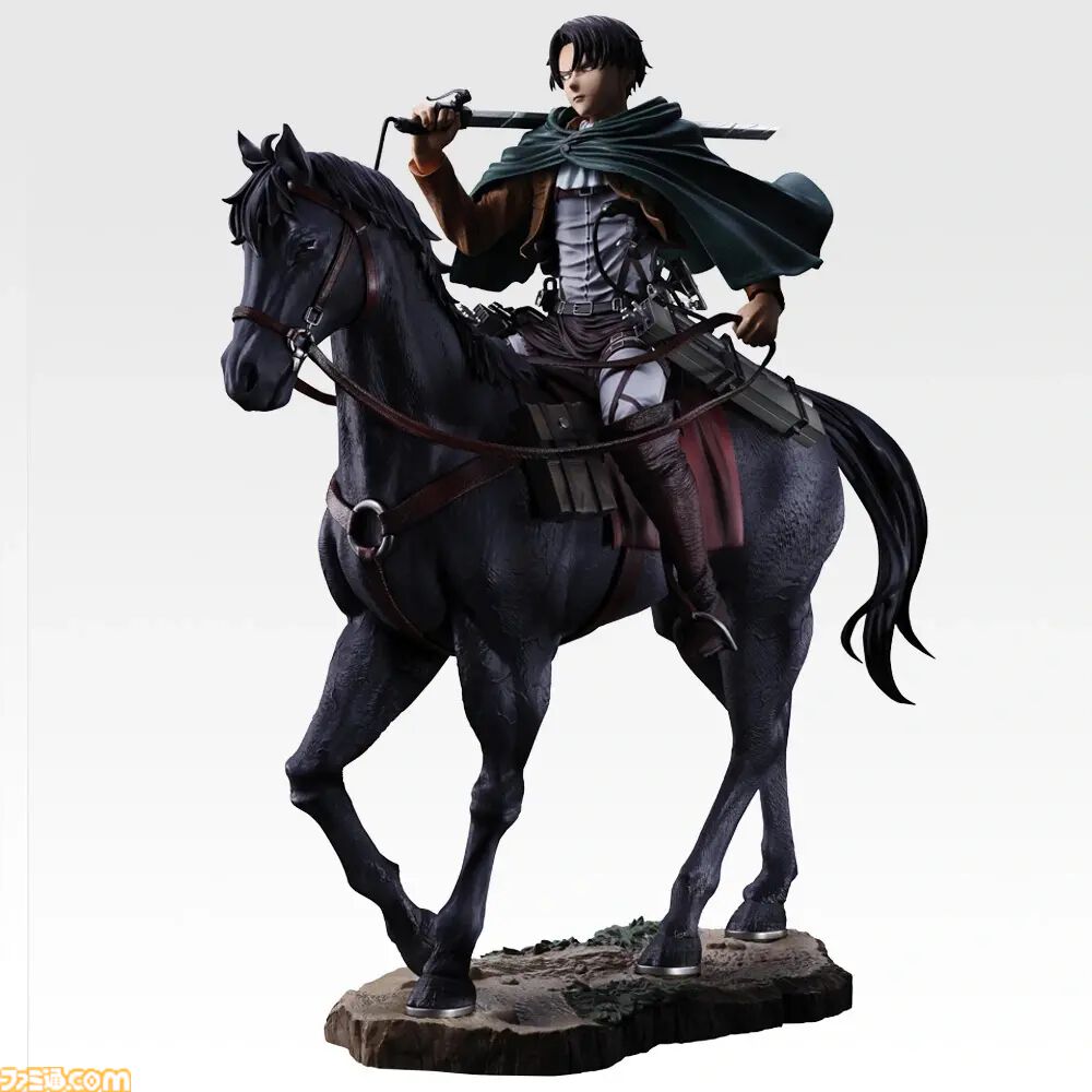 『進撃の巨人』一番くじが本日（10/24）発売。馬にまたがるリヴァイ兵長が約30cmサイズで登場。エレンやミカサの“心臓を捧げよ”フィギュアもラインアップ