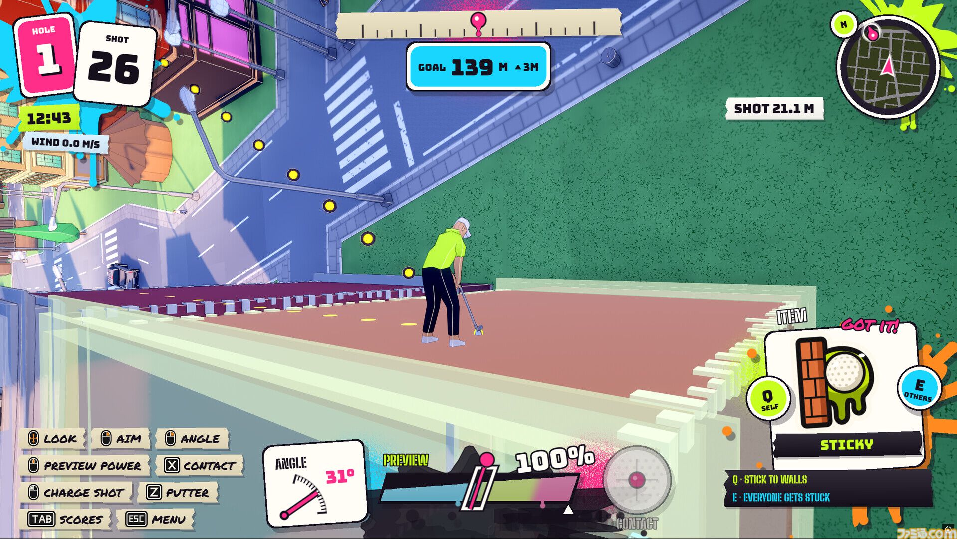 『Crazy City Golf』街をまるごとコースにしたパーティゴルフアクションが本日（10/26）に発売。道順は自由、事故はごちそう