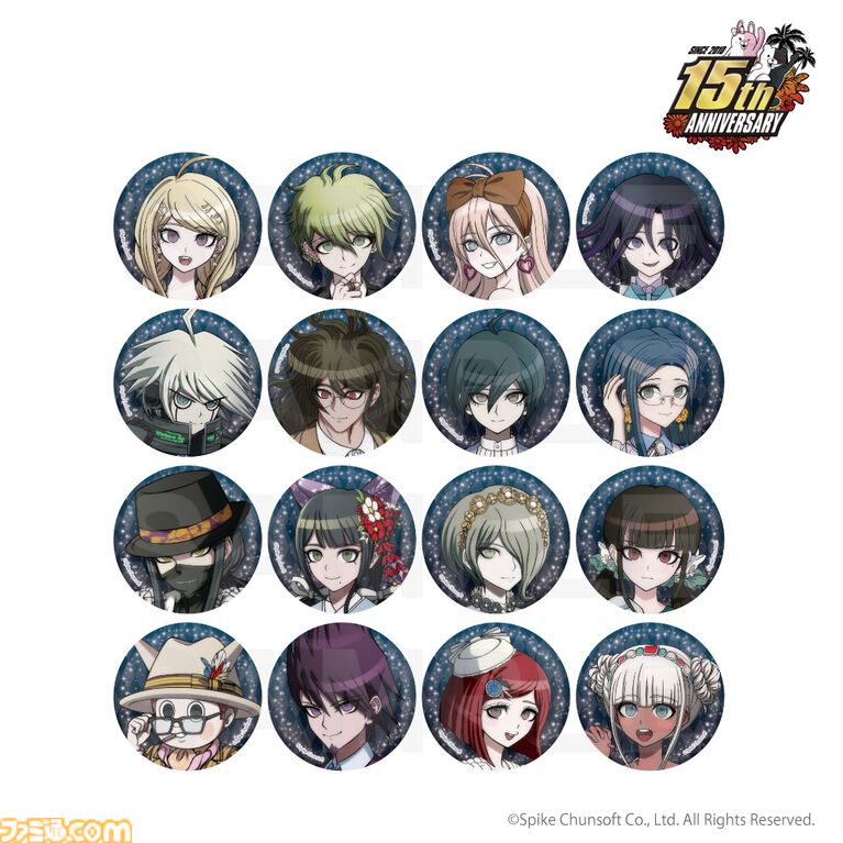 【ダンガンロンパ15周年】苗木や日向たち総勢48名が華やかにドレスアップ。缶バッジ、アクリルフィギュアなど記念イラストグッズがラインアップ