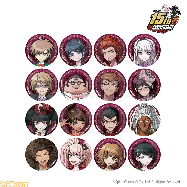 【ダンガンロンパ15周年】苗木や日向たち総勢48名が華やかにドレスアップ。缶バッジ、アクリルフィギュアなど記念イラストグッズがラインアップ