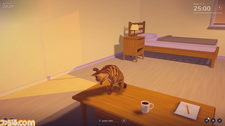 猫といっしょに仕事や勉強を。『Cozy Cat Room』11月17日発売。ポモドーロタイマーやToDoリスト搭載で集中して作業・休憩できる