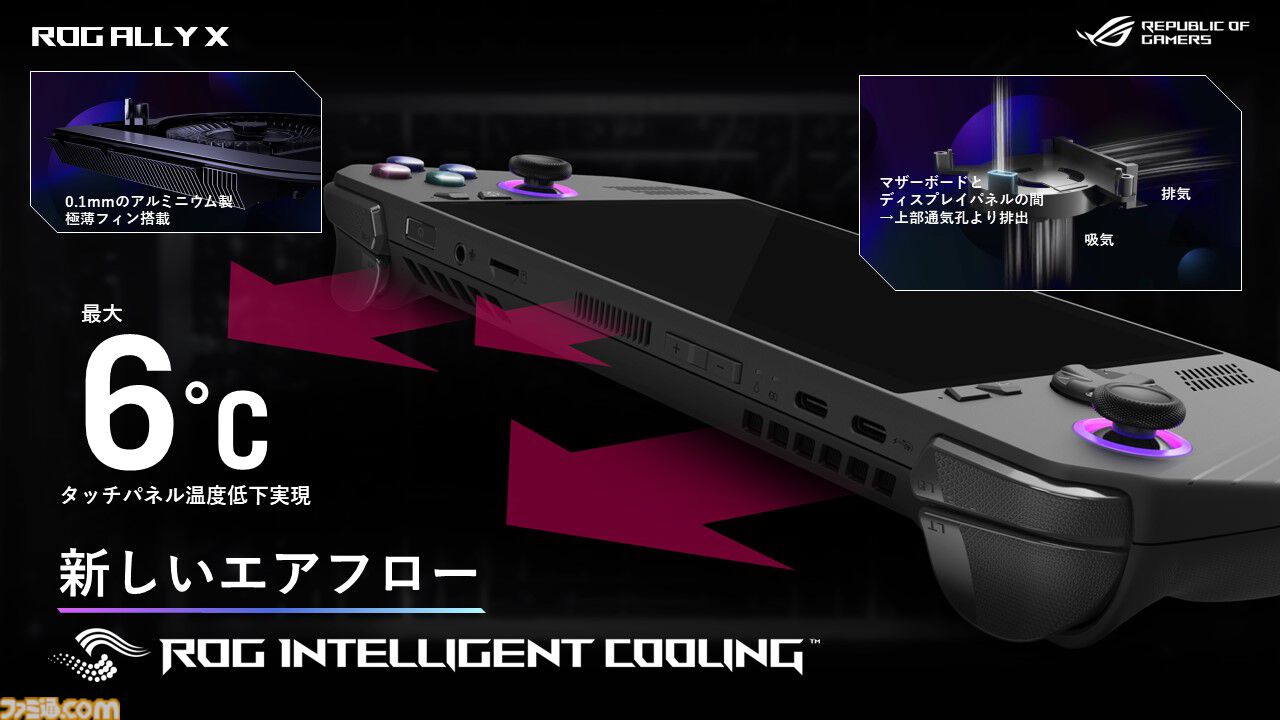 ROG ALLY X ポータブルゲーム機 24GB 1TB SSD ASUS、大容量のポータブルゲーム機「ROG Ally X」を7月24日発売